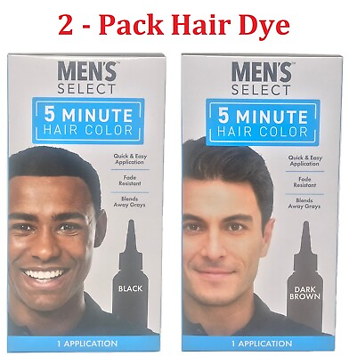#ad 2 Pack Mens Select Hair Color Dye Black or Dark Brown 5 Minute Gel Men Coloring $10.25