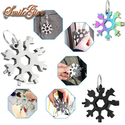 Portable 18 in1 EDC Gear Wrench Snowflake Multi Tool Travel Screwdriver KeyChain $5.68