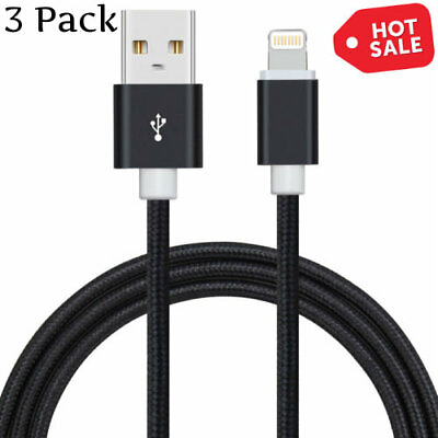 #ad 3Pack 10Ft Cable Heavy Duty For iPhone X 8 7 6 Charger Charging Cord $9.99