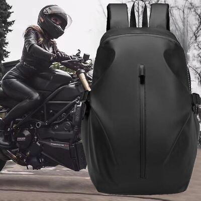 #ad Black Motorcycle Riding Backpack Reflective Helmet Storage Travel Bag Waterproof $32.97