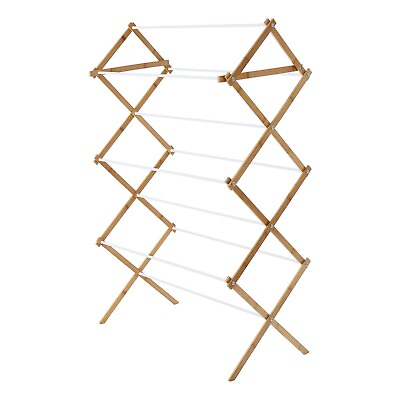 #ad Mainstays Space Saving Collapsible Bamboo Laundry Drying Rack $13.88