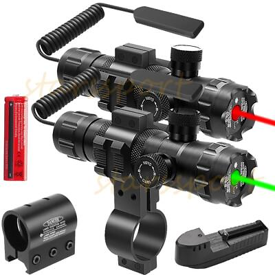 #ad Tactical Green Red Laser Sight Rifle Dot Scope Switch 20mm Rail Barrel Mounts $17.99