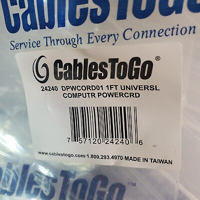 #ad 1ft Universal Network PC Power C2G Cable Cables To Go 24240 Lot of 25 $89.97