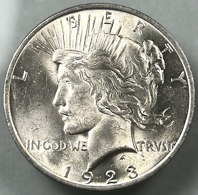 #ad 1923 $1 Peace Dollar Brilliant Uncirculated BU Unc Silver US Coin $38.75