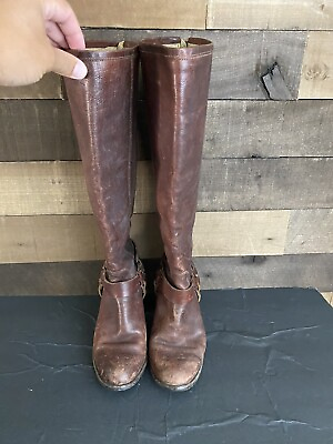 #ad Womens Frye Boots Brown Size 8 Western Country Pre Owned Distressed Calf High $70.00