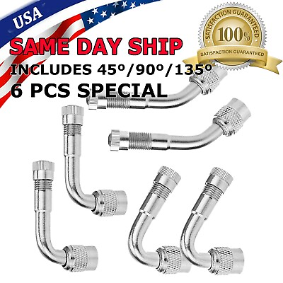#ad 6PCS Tire Valve Stem Extension 45 90 135 Degree for Cars Bicycles Universal $8.85