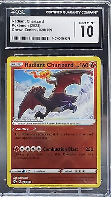 #ad CGC 10 GEM MINT Radiant Charizard Crown Zenith Pokemon Card 020 159 $39.99