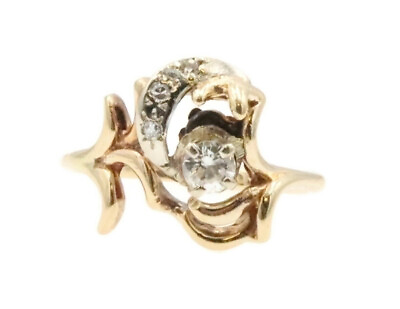 #ad Women#x27;s Unique Estate 0.32 ctw Round Diamond Modern Art Inspired 14KT Gold Ring $348.95