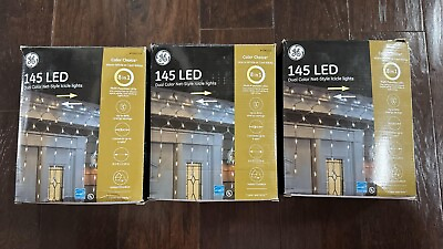 #ad GE 145 Ct Color Changing Cool Warm White LED Christmas Icicle Lights 3 Pack $79.99