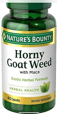 #ad Nature#x27;s Bounty Horny Goat Weed With Maca 60 Capsules $26.49