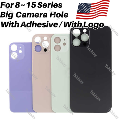 #ad For iPhone 15 14 13 12 11 Pro XR XS X 8 Back Glass Rear Replacement Big Hole Lot $8.49