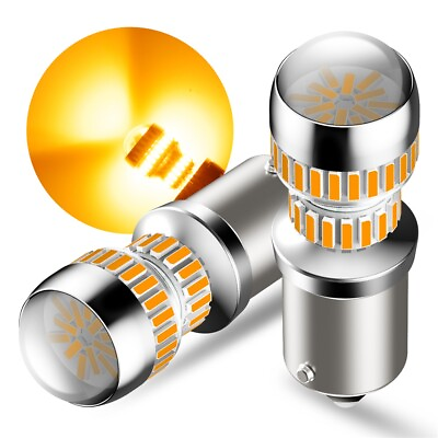 #ad AUXITO 1156 7506 LED Turn Signal Light Bulbs CANBUS Anti Hyper Flash Amber 3000K $15.99