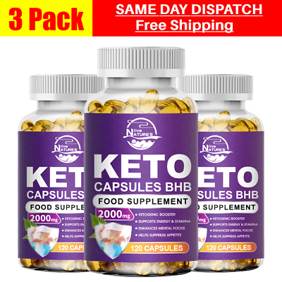 #ad 3 Pack Nature‘s Live Keto BHB Diet Pills Fat Burner Weight Loss Supplement Detox $34.99