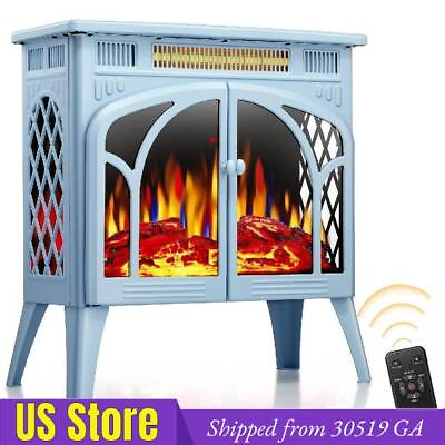 #ad 26.5#x27;#x27; Blue Electric Fireplace Stove Heater with 3D Flame Effect from GA 30519 $139.99