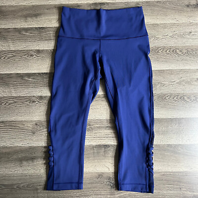 #ad Lululemon Minimalist Crop Sz 6 Hero Blue Leggings Pants Mesh Crisscross Lattice $44.95