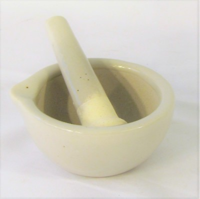 #ad Small 3quot; porcelain mortar pestle lab kitchen pharmacy medicine herb pill crusher $4.55