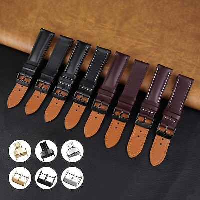 #ad 18mm 20mm 22mm Classic Real Leather Watch Band Strap Quick Release Wristband Men $12.34