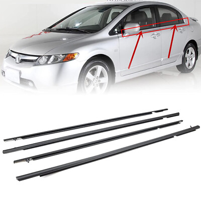 4PC Car Window Moulding Trim Weatherstrips Seal Fit For Honda Civic Sedan 06 11 $29.99
