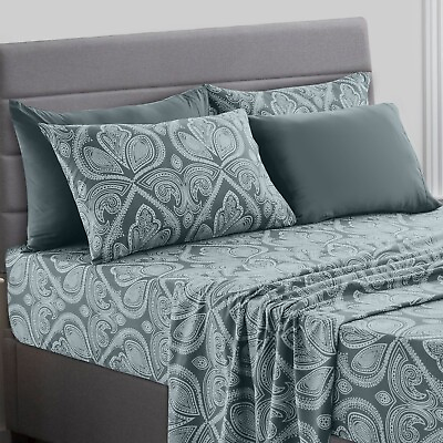 #ad #ad Luxury Deep Pocket 6 Piece Bed Sheet Set 1800 Series Hotel Comfort Paisley Sheet $12.99