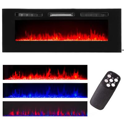 #ad 5100 BTU 1500W 60quot; Electric Heater Smokeless Fireplace Changeable Color Remote $169.95