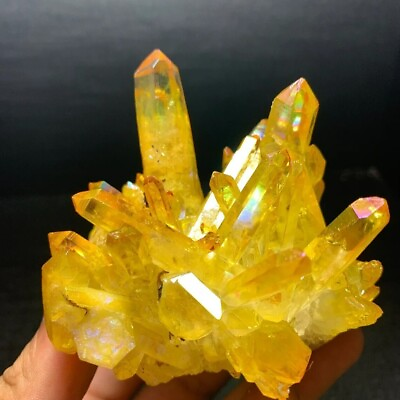 #ad Natural Citrine Cluster Aura Crystal Cluster Mineral Specimen Healing Decoration $15.90