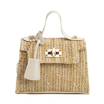 #ad Square Shape Handmade Woven Bags Straw Woven Crossbody Bag $10.84