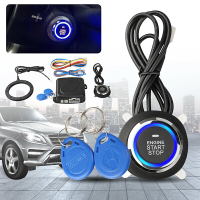 #ad Car Ignition Switch 12V RFID Engine Start Push Button Keyless Entry Starter Kit $17.59
