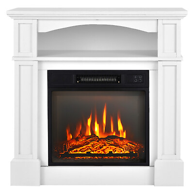 #ad 32quot; Electric 1400W Fireplace Mantel TV Stand Space Heater W Shelf White $219.99