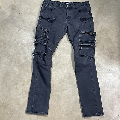 #ad KLOUD9 DENIM JEANS BLACK TAPERED WITH ZIPPERS  Limited Edition MEN 36x 32 $18.92