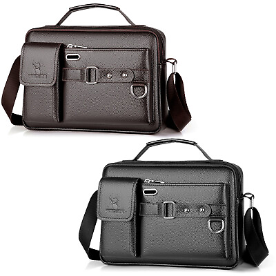 #ad Men#x27;s Leather Business Briefcase Handbag Tote Bag Handbag Crossbody Multifunctio $22.99