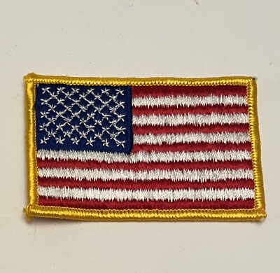#ad American Flag Embroidered Iron Patch With Gold Border $2.99