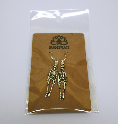 #ad 1 pair gothic skeleton Skull dangle dangling Earrings Halloween NEW $4.99