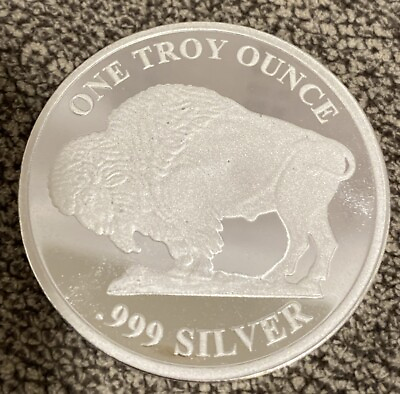 #ad 1 Troy Oz .999 Fine Silver Round Asahi Buffalo Design ➕ $35.00