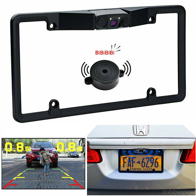 #ad Car License Plate Frame Backup Camera Radar Sensor Reverse Rear View Parking Kit $44.99