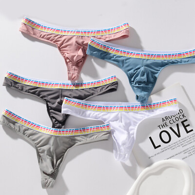#ad Fashion Mens G string Underwear Underpants Ice Silk Thong T back Panties Bikini $4.97