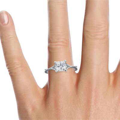#ad 1 3 Carat H VS2 Ladies Diamond Engagement Ring Princess Cut 14K White Gold $509.15