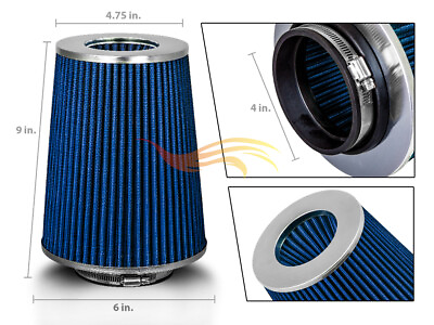 #ad 4 Inches 4quot; 102 mm Cold Air Intake Cone Truck Air Filter Quality BLUE BMW $21.59