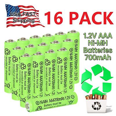 #ad 16x AAA 1.2V Ni MH Rechargeable Battery 700mAh for Solar Lights Lawn Lamp USA $2.99