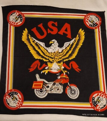 #ad Biker Motorcycle BANDANA Eagle USA 21quot; X 21quot; Black Red Yellow White $11.00