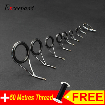 #ad 9 PCS Spinning Fishing Rod Guide Stainless Steel Frame Spin Pole Eye Line Ring $6.98