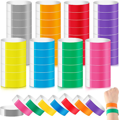 #ad 800 Pieces Colored Wristbands for Events Wrist Bands Paper Bracelets Wristbands $18.72