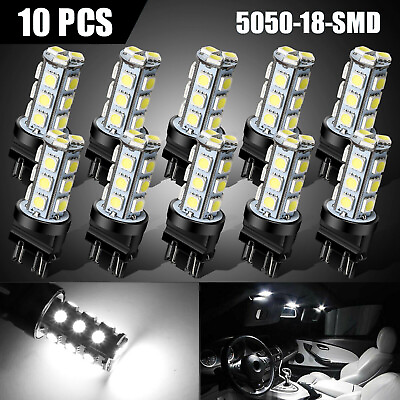 #ad 10 X 3157 3156 Super White 18SMD LED Reverse Tail Brake Signal Light Bulbs 6000K $10.99