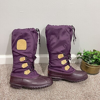 #ad Sorel Vintage Snowlion Snow Boots Purple Waterproof Removable Insulation Size 6 $66.00