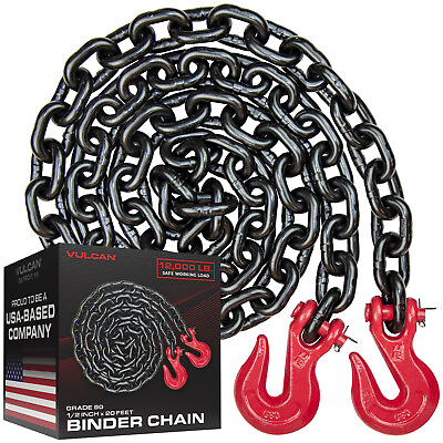 #ad VULCAN G80 Binder Chain Tie Down Grab Hooks 1 2quot; x 20#x27; 12000 lbs SWL $229.99