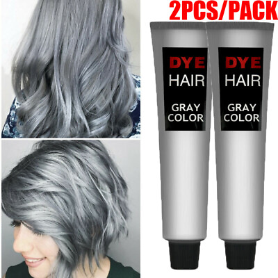 #ad 2X Light Grey Silver Permanent Hair Dye Color Cream Fashion Punk Style Men Women $12.28