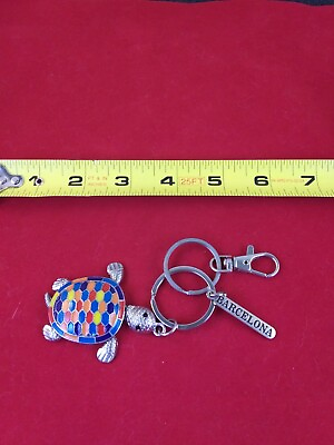 #ad Vintage Colorful TURTLE Barcelona Keychain Key Ring Chain Hangtag Fob *102 9 $15.00