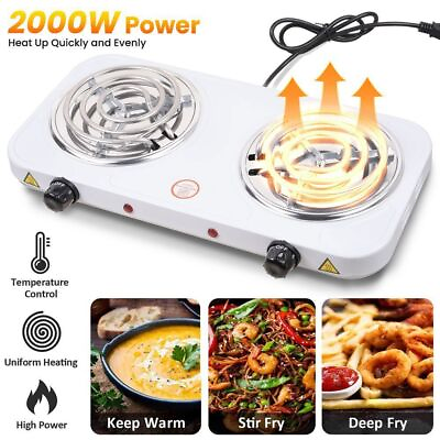 #ad Electric Double Hot Plate Burner 2 Two Cooking Stove Commercial Portable 2000W $23.99