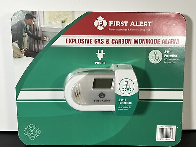 #ad First Alert Explosive Gas Carbon Monoxide Propane Methane Alarm 3 in 1 Detection $34.99