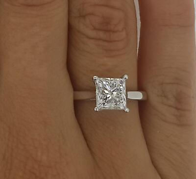 #ad 2.5 Ct Cathedral Solitaire Princess Cut Diamond Engagement Ring SI1 D 18k $4922.00