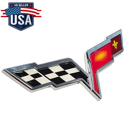 #ad Front Rear Crossed Flags Emblem for C6 Corvette 2005 2013 3D Raised Badge $14.58